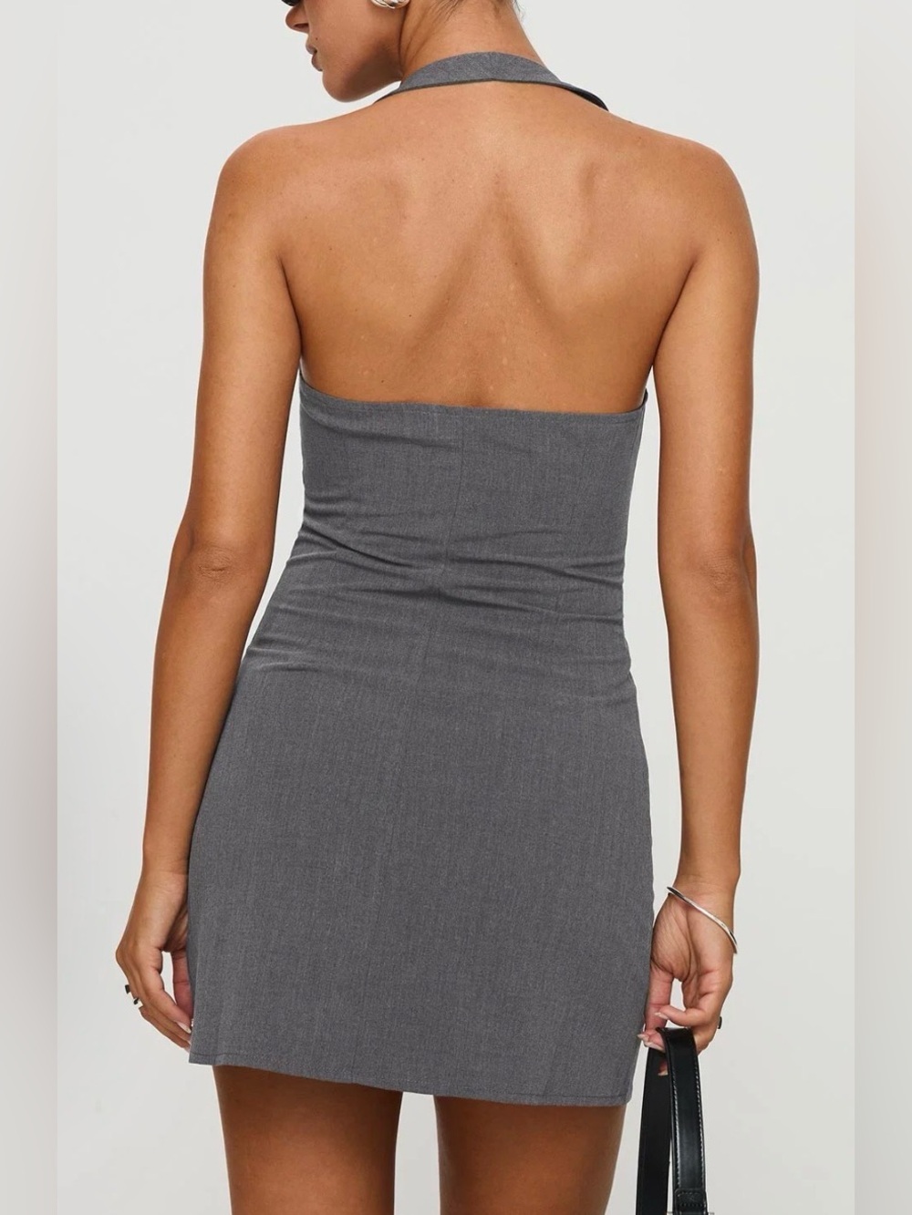Princess Polly Fenny grey mini halter dress, size 12 - Picture 2 of 8